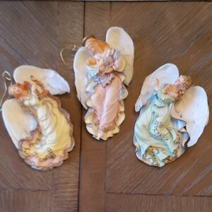 Elegant Holiday Angel Ornaments - Set of 3